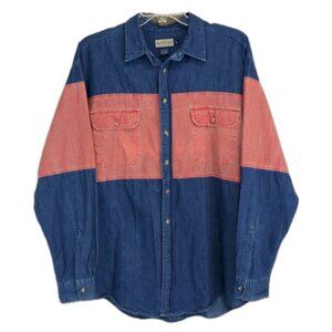 Ruff Hewn Shirt Men's Size XL Oversized Colorblock Chambray Sailcloth USA Made